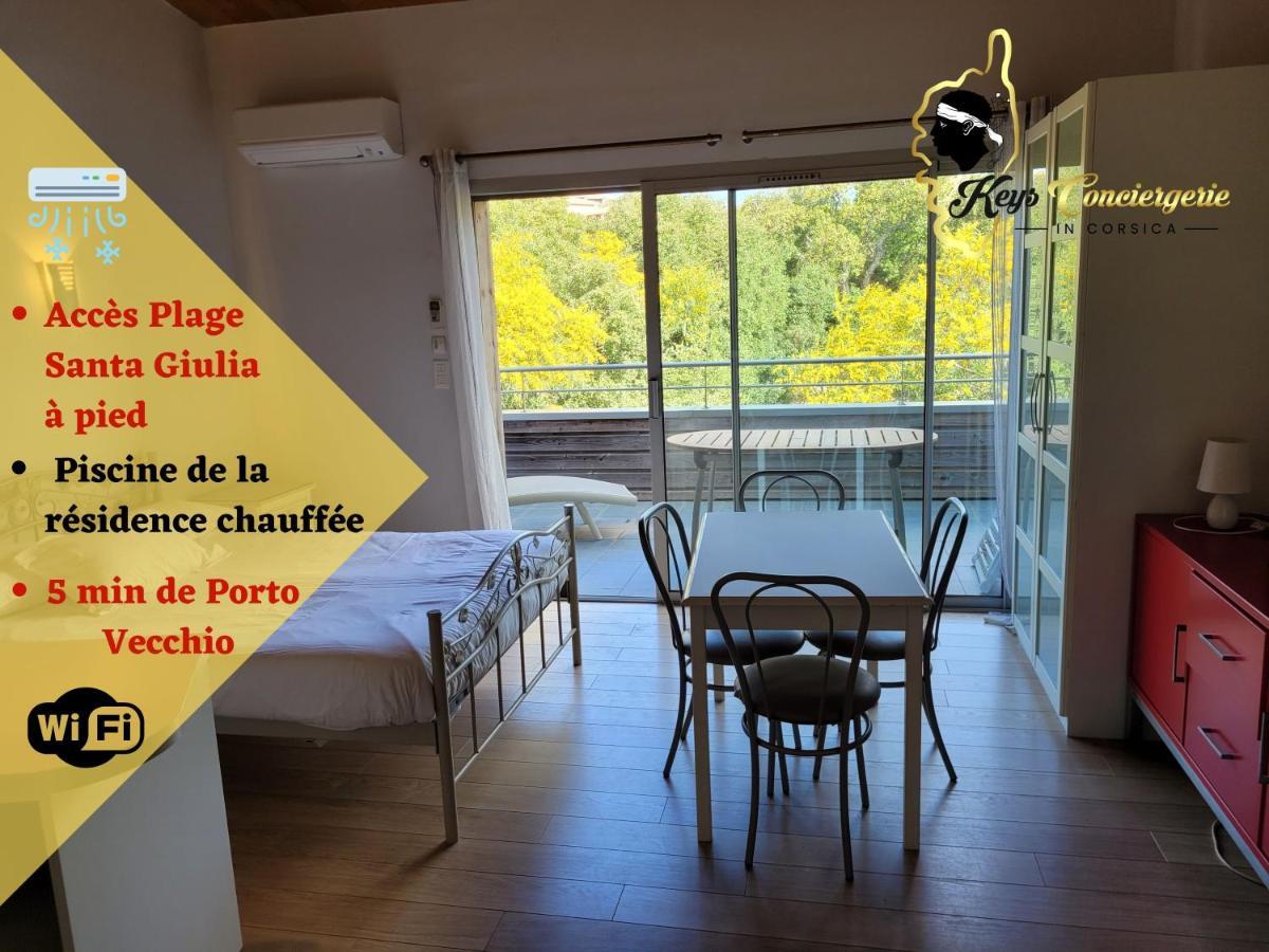 Studio 4 Pers Piscine Chauffee Acces A Pied A La Plage Santa Giulia 포르토베쉬오 외부 사진